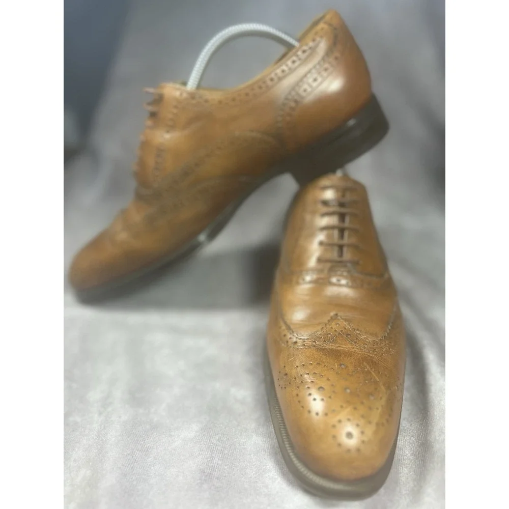 Vince Camuto Men's Wingtip Oxford Dress Shoes Brown Leather Lace Up Size 8
